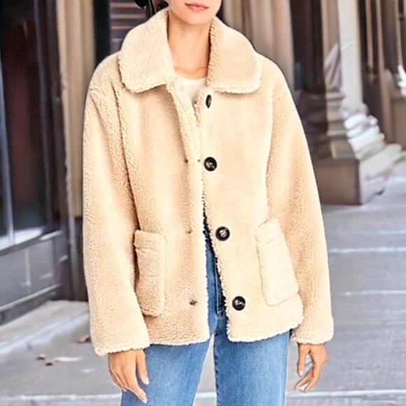 Aqua Jackets & Blazers - Aqua Teddy Chubby Jacket -Medium